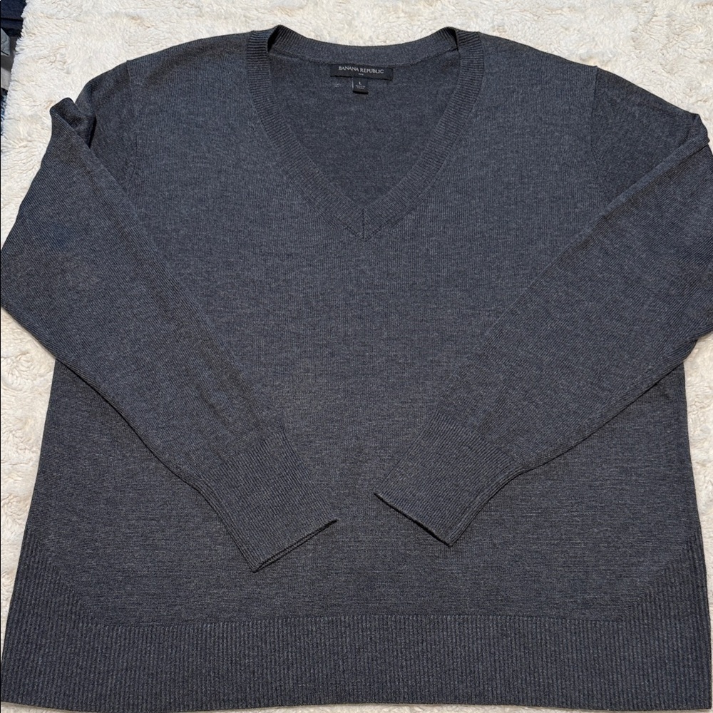 Banana Republic Charcoal V-Neck Sweater